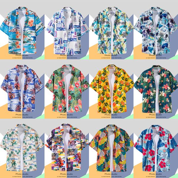 Chemises décontractées pour hommes Ins Vintage chemise hawaïenne hommes été imprimé fleuri plage à manches courtes Luau hauts vacances 230718