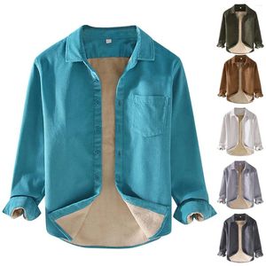 Casual overhemden voor heren, jas, corduroy gewatteerd overhemd, zak met lange mouwen, button-down, mode heren, uitgerust
