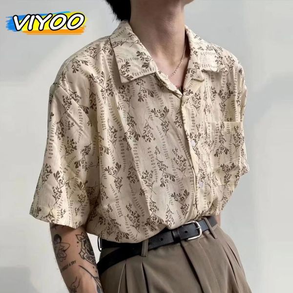 Chemises décontractées pour hommes Japon vintage rapide glace sèche Silk plage hip hop vêtements d'été tops masculin mode harajuku streetwear