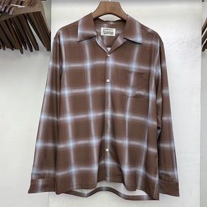 Chemises décontractées pour hommes Marque japonaise Wacko Maria Hommes Vêtements de haute qualité Motif à carreaux Chemise à manches longues Harajuku Polyvalent Loose Fit