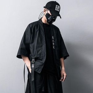 Men s Casual shirts Japanse mode mannen taoïstische gewaden techwear vestiging korte mouwen vrouwen mannelijk shirt dunne Harajuku strewehewewee punk kleding 230404