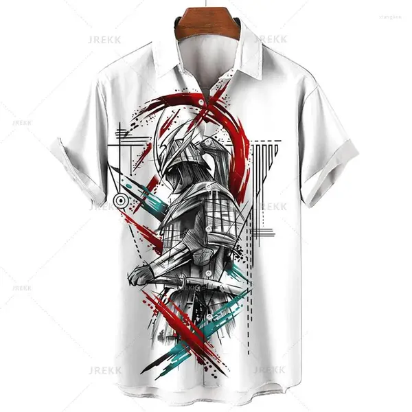 Camisas casuales para hombres japonesas para hombres hawaiian 3d fantasma samurai ropa tops harajuku streetwear ropa de verano