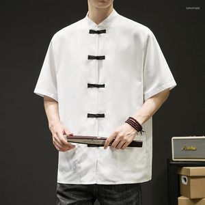 Chemises décontractées pour hommes japonais de haute qualité chemise de mode pour hommes Style chinois s'affrontant à manches courtes hauts vêtements de rue d'été