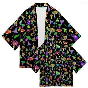Chemises décontractées pour hommes Kimono japonais Cardigan imprimé champignon traditionnel Vêtements asiatiques Harajuku Samurai Yukata Hip Hop Streetwear pour hommes