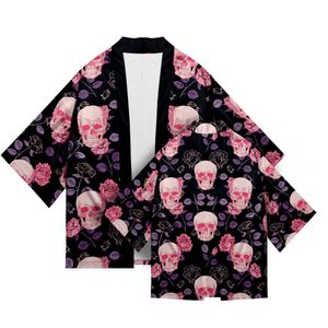 Chemises décontractées pour hommes Kimono japonais traditionnel Crâne Grue Imprimer Cardigan Vêtements asiatiques Harajuku Samurai Yukata Hip Hop Streetwear 230403