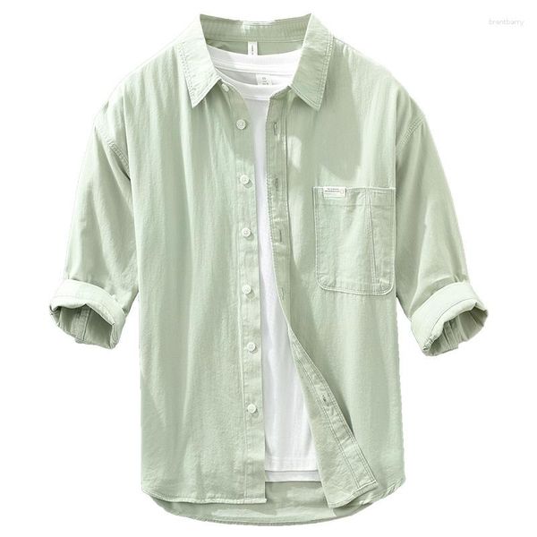 Camisas casuales de hombres camisa de manga retro japonesa para algodón de algodón fresco de verano