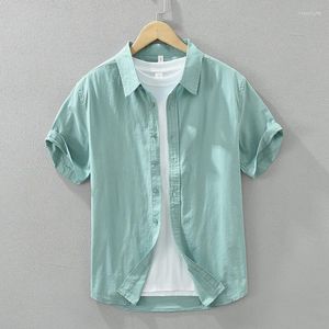 Casual shirts voor heren Japanse eenvoudige vaste kleur korte mouwen shirt voor modieuze katoenen reguliere populaire poplin met korte mouwen