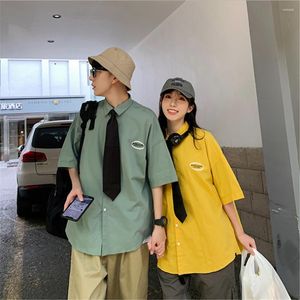 Chemises décontractées pour hommes Style japonais hommes été à manches courtes couleur bonbon collège pour homme vêtements d'extérieur vêtements haut tendance