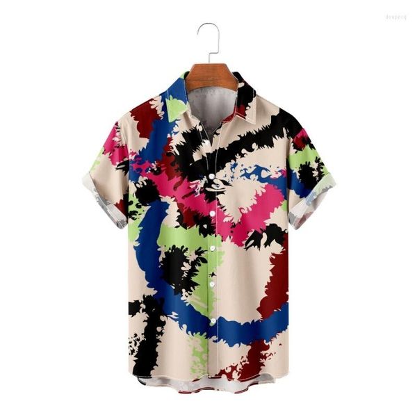 Chemises décontractées pour hommes Style japonais hommes cravate teinture vêtements de rue hawaïen imprimé chemise plage été à manches courtes Harajuku Hip Hop Aloha