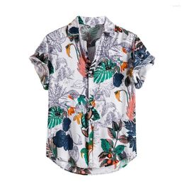 Camisas informales para hombre JAYCOSIN, camisa étnica de manga corta para hombre, blusa de vacaciones hawaiana con estampado de lino y algodón, corte holgado, estampado Vintage 2023