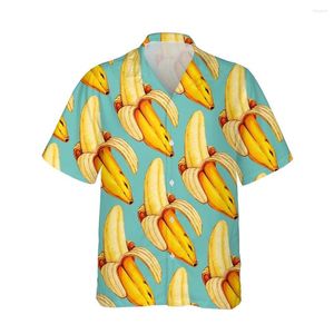 Casual shirts voor heren Jumeast 3D Bananen Fruit Gedrukte heren Hawaiiaans shirt Trendy mode voor korte mouwen voor mannen losse tops streetwear