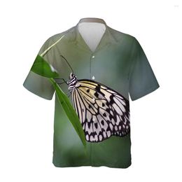 Chemises décontractées pour hommes Jumeast 3D papillon imprimé hommes surdimensionné simple boutonnage t-shirt été chemise hawaïenne pour hommes goutte à goutte vêtements de plage