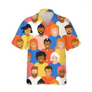 Casual shirts voor heren Jumeast 3D kleurrijke humor mensen bedrukt Hawaiiaans grappig shirt mannen korte mouw trendy heren mode streetwear