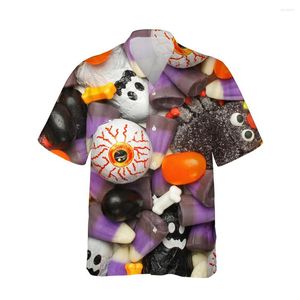 Casual shirts voor heren Jumeast 3d Halloween Horror Candies Gedrukt Hawaiiaans shirt Mens Fashion Korte mouw voor mannen Blouses vintage streetwear