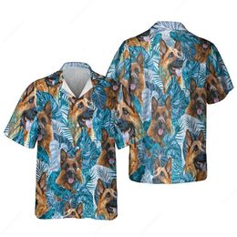 Casual shirts voor heren Jumeast 3D Gedrukte Duitse herder mannen Golden Retriever in Beach Hawaii Shirt Blouses Dachshund hippie kleding shirty 230221