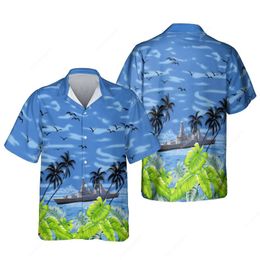 Chemises décontractées pour hommes Jumeast 3D imprimé navire palmier tactique hommes hawaïen navire de guerre oeuvre plage blouses camisa social jeunesse goutte à goutte vêtements 230221