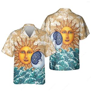 Heren Casual Shirts Jumeast 3D Geprinte Zonnegod Apollo Mannen Hawaiian Hippie Beach Social Shirt Blouses Zonnebloem Vrede Y2K Vintage 90s Kleding
