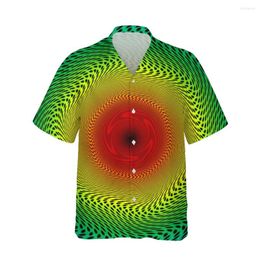 Casual shirts voor heren Jumeast 3d Swirl optische kunst geprinte heren Hawaiiaans shirt korte mouw Harajuku abstracte mode voor mannen losse streetwear
