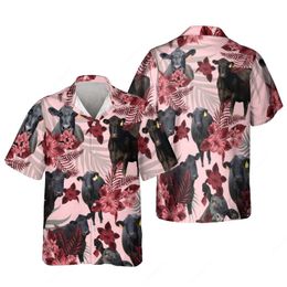 Chemises décontractées pour hommes Jumeast Black Angus Hommes Hereford Fleckvieh Beach Hawaiian Shorthorn Blouses Graphique Drapeau américain Vêtements de jeunesse 230228