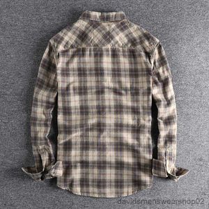 Chemises décontractées pour hommes Kaji rétro outillage chemise à carreaux hommes flanelle ponçage confortable décontracté Joker chemise veste en automne et en hiver