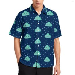 Heren Casual Shirts Kawaii Cloud Shirt Polka Dots Print Strand Losse Zomer Nieuwigheid Blouses Korte Mouwen Bedrukt Oversized Kleding