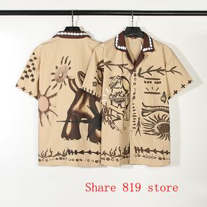 Chemises décontractées pour hommes kaki Cactus Jack peintre dessin animé Graffiti hommes femmes haute qualité bouton vers le haut col rabattu à manches courtes 230718