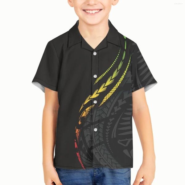 Camisas casuales para hombres Niño Niño Polinesio Tribal Pohnpei Totem Tatuaje Estampados Ropa unisex Top Camisa de bebé Niño Niña Blusa Holiday Beach Tee