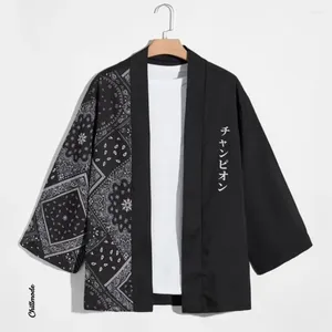 Chemises décontractées pour hommes kimono cardigan plus taille paisley motif floral imprimer des vêtements de manteau de style japonais