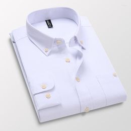 Camisas casuales para hombres Moda coreana Otoño Formal Botón Up Hombres Camisa Manga larga Cuello vuelto Sólido Vestido de negocios para hombre Tallas grandes 5XL