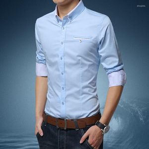 Chemises décontractées pour hommes mode coréenne hommes d'affaires à manches longues col rabattu homme chemise Slim Fit vêtements grande taille 5XL