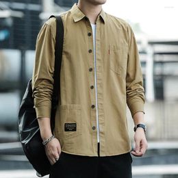 Männer Casual Hemden Koreanische Mode Männer Elegant Für Schwarz Grün Khaki Herren Kleid Langarm Strickjacke Modische Hemd