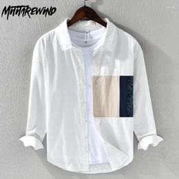 Men's Casual Shirts Korean Fresh Mens Long Sleeve Shirt Cotton In Spring Daily Causal Versatile Patchwork Designer Youth