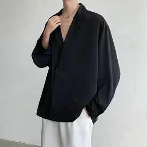 Casual overhemden voor heren Koreaans oversized overhemd Herenmode Maatschappij Herenjurk Losse lange mouwen Zwart Wit Formeel M-XL