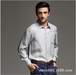 Chemises décontractées pour hommes L-3xl printemps et été chemise lourde en soie à manches longues pour hommes vêtements d'âge moyen chemises de gentleman social pour hommes