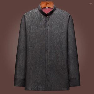 Mannen Casual Shirts Lanjiao High-End Zware Xiangyun Garen Shirt Herfst Lange Mouw Echte Zijderups Zijde Boterbloem Jong En Middl