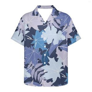 Casual shirts voor heren bladeren patroon bloemenstrand heren shirt zomer zomer korte mouw hawaiian voor mannen snel droge tee kleren