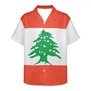 Chemises décontractées pour hommes drapeau du liban Design motif été Vintage mode à manches courtes Hawaii pour hommes Camisa Masculina fête de vacances