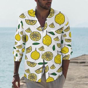 Camisas casuales para hombres Limón Hombres Comida Fruta Hoja Camisa Manga larga Novedad Streetwear Blusas Primavera Tops personalizados Tallas grandes