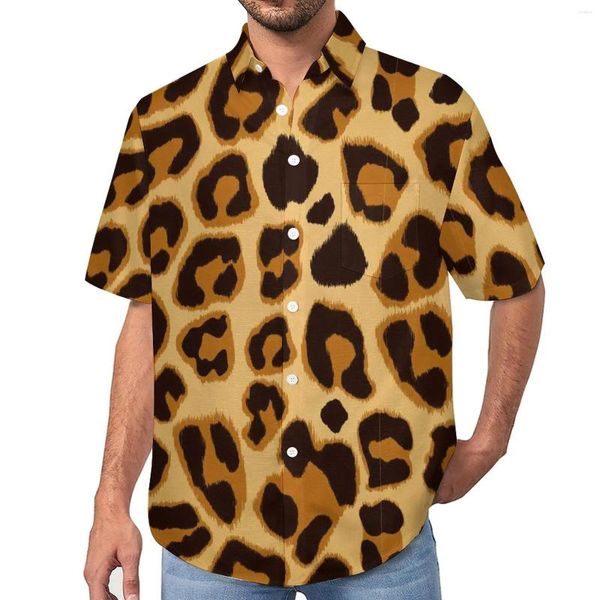 Camisas casuales para hombres camisa estampada de leoparde