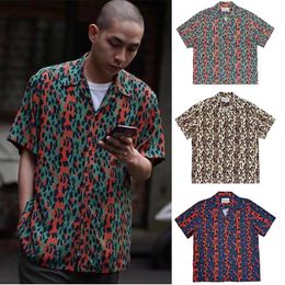 Mannen Casual Shirts Luipaard Print Wacko Maria Hoge Kwaliteit Mannen Vrouwen Streetwear Casual Korte Shirt Japan 230713