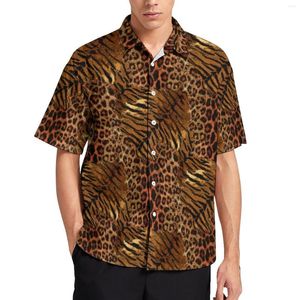 Chemises décontractées pour hommes imprimé peau de léopard chemise de plage à la mode tacheté rayé été Blouses à manches courtes vêtements personnalisés grande taille