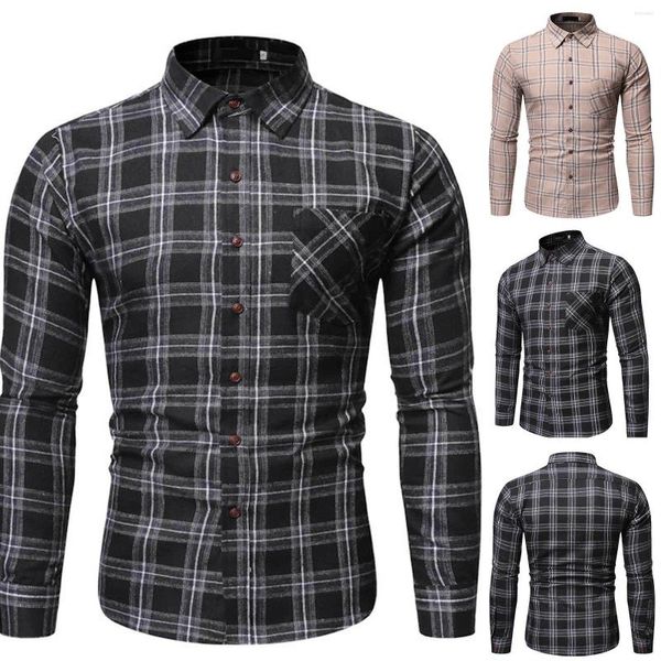 Camisas casuales para hombres Camisa de leotardo Camisa delgada a cuadros con cuello vuelto Blusa de manga larga Blusa roja con cuello en V Camiseta de pollo raglán para hombres