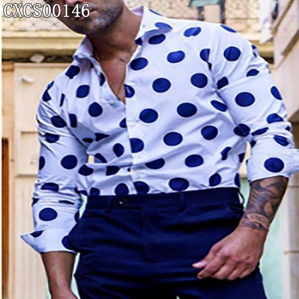 Chemises décontractées pour hommes luxe léger hommes à la mode simple boutonnage motif imprimé hauts à manches longues vêtements fête voiture S-4XL