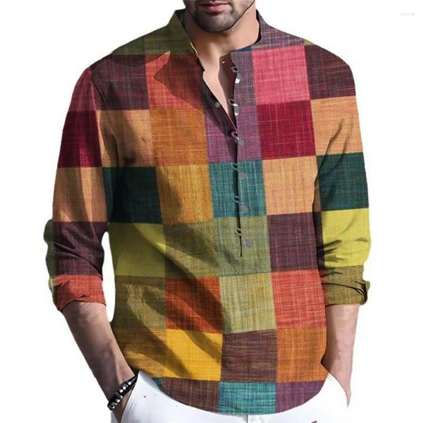 Camisas casuales para hombres Camisa de lino para ocasiones formales Diseño retro elegante Botón clásico Primavera Otoño Versátil Masculino