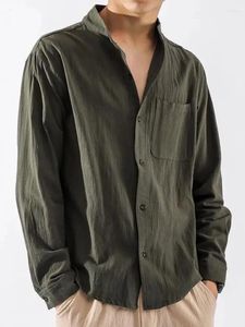 Casual shirts voor heren linnen shirt met lange mouwen herfst veelzijdige Chinese stijl losse jas katoen
