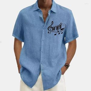 Chemises décontractées pour hommes Chemise en lin Été Turndown Manches courtes Noir Bleu Kaki Graphique Vacances Vêtements Vêtements