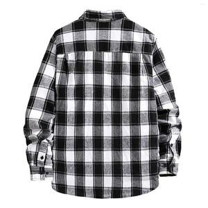 Casual shirts voor heren lange bloemen heren herfst winter mouw turn-down kraag polyester-cotton gemengde stof plaid knop peuter kous