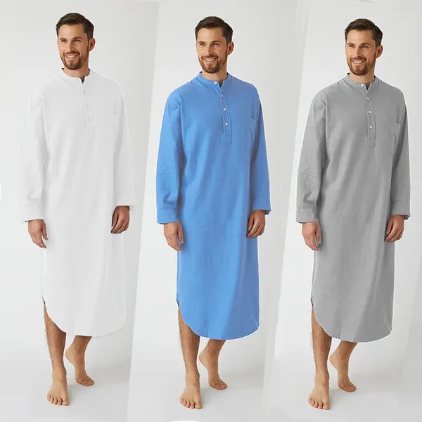 Camisas casuales para hombres Camisa árabe con manga de túnica musulmana larga para hombres