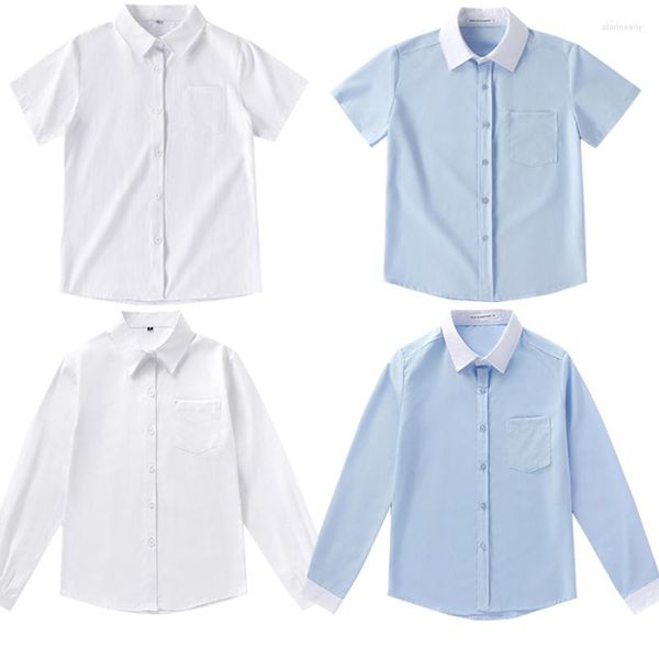 Camisas casuales para hombres Manga corta larga Colegio británico Silm White Business Attillo