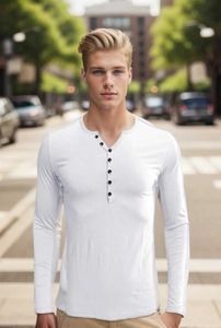 Chemises décontractées pour hommes Long traîneau hommes maillot de corps scle dans et hors décontracté coupe ajustée vêtements ajustés hommes Henley chemiseC24315